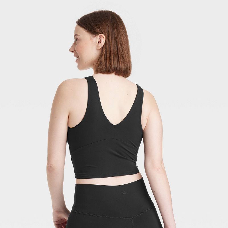 slide 4 of 6, Women's Flex Light Support V Neck Cropped Sports Bra - All In Motion™ Black XS: Recycled Polyester, Spandex, Moisture Wicking, Quick Drying, 1 ct