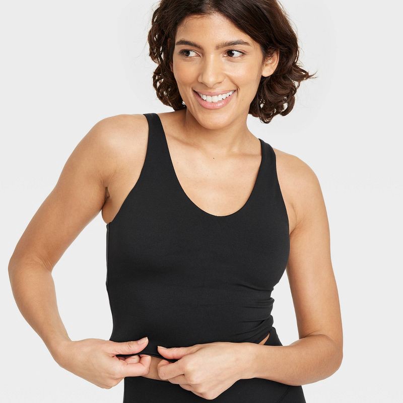 slide 5 of 6, Women's Flex Light Support V Neck Cropped Sports Bra - All In Motion™ Black XS: Recycled Polyester, Spandex, Moisture Wicking, Quick Drying, 1 ct