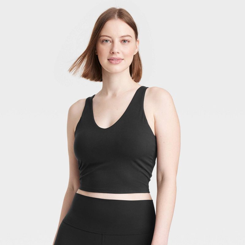 slide 3 of 6, Women's Flex Light Support V Neck Cropped Sports Bra - All In Motion™ Black XL: Moisture Wicking, Quick Drying, 1 ct