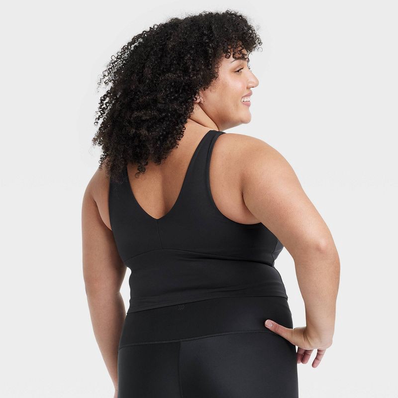 slide 2 of 4, Women's Flex Light Support V Neck Cropped Sports Bra - All In Motion™ Black XXL: Moisture Wicking, Quick Drying, 1 ct