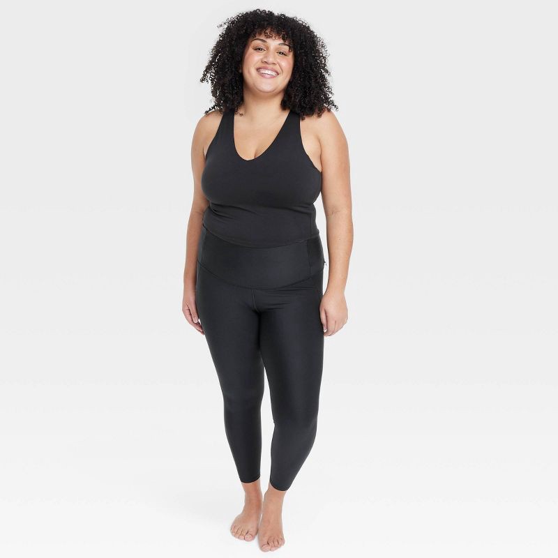 slide 3 of 4, Women's Flex Light Support V Neck Cropped Sports Bra - All In Motion™ Black XXL: Moisture Wicking, Quick Drying, 1 ct