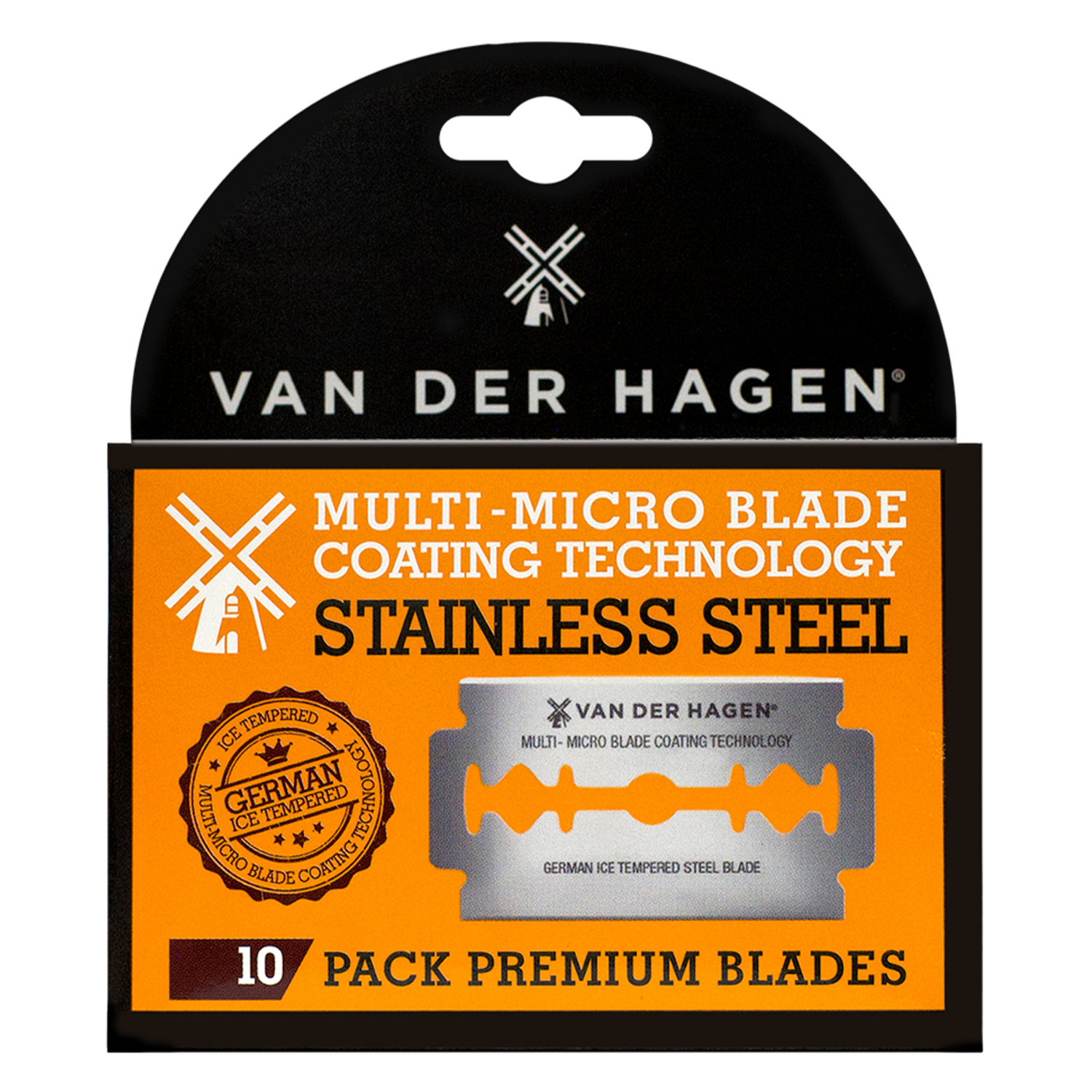 slide 1 of 1, VAN DER HAGEN 10 CT Ice-Tempered Razor Blade Pack, 10 ct