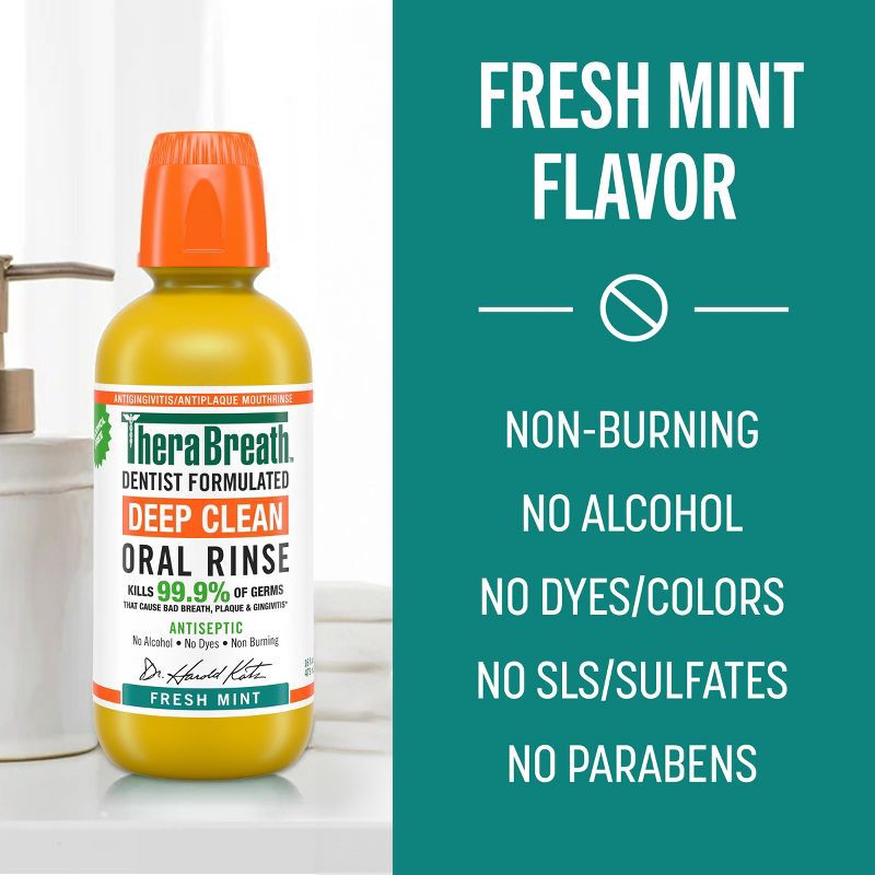 slide 7 of 11, TheraBreath Deep Clean Mouthwash - Fresh Mint - 16 fl oz, 16 fl oz