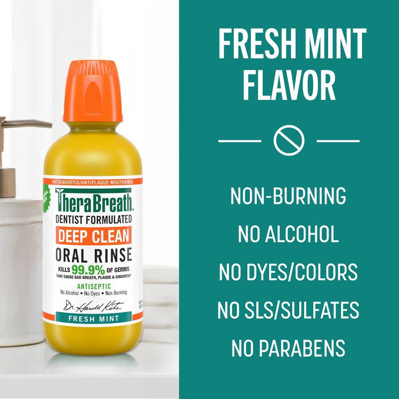 slide 7 of 11, TheraBreath Deep Clean Mouthwash - Fresh Mint - 16 fl oz, 16 fl oz