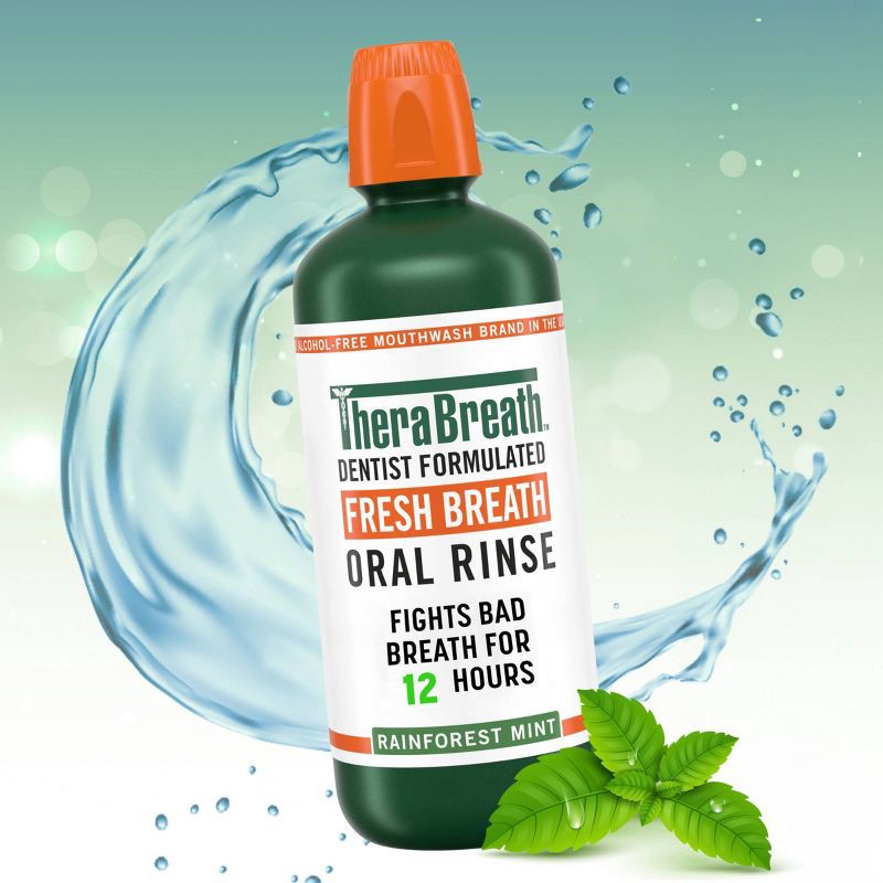 slide 2 of 10, TheraBreath Fresh Breath Mouthwash Alcohol-Free - Rainforest Mint - 33.8 fl oz, 33.8 fl oz