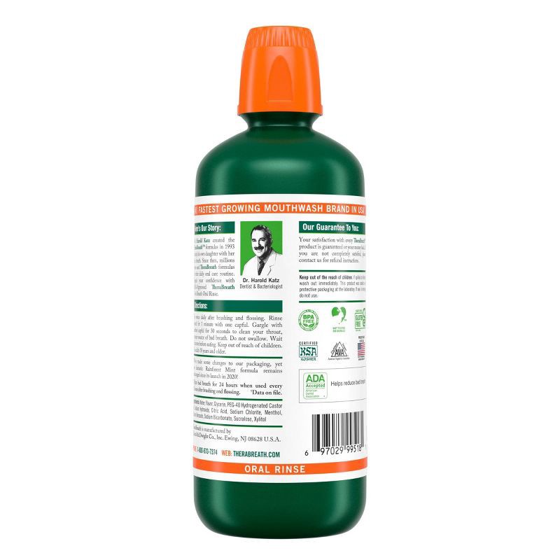 slide 10 of 10, TheraBreath Fresh Breath Mouthwash Alcohol-Free - Rainforest Mint - 33.8 fl oz, 33.8 fl oz