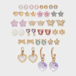 Girls&#x27; 20pk Earring Set - Cat &amp; Jack™: Nickel-Free, Post Closure, Stud &amp; Hoop Styles