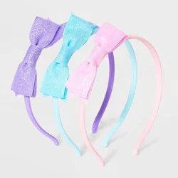 Girls' 3pk Headbands Woven Glitter Bow - Cat & Jack™ Purple/Blue/Pink: Kids Hair Accessories, All Hair Types
