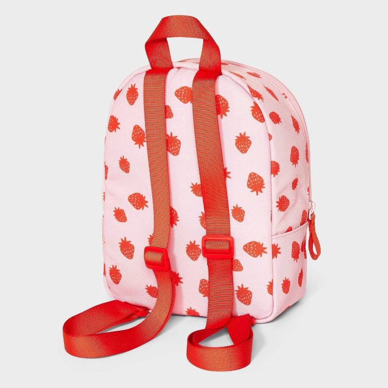 slide 2 of 4, Girls' 11" Mini Backpack with Strawberries and Diagonal Zipper - Cat & Jack™ Pink, 1 ct