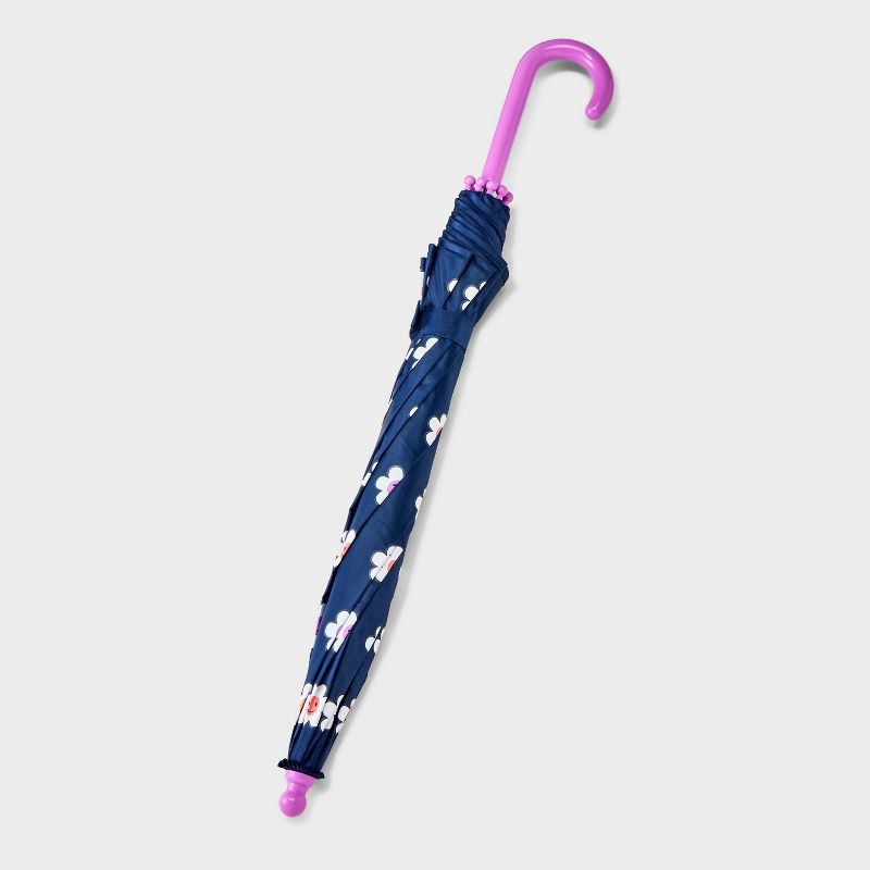 slide 2 of 3, Girls' Daisy Printed Color Changing Stick Umbrella - Cat & Jack™ Navy Blue, 1 ct
