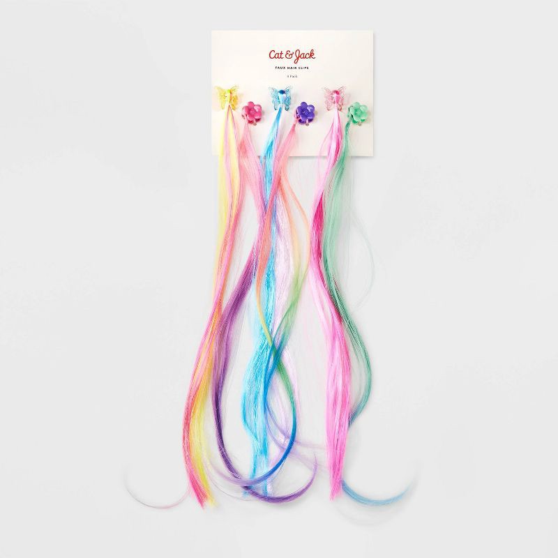 slide 2 of 4, Girls' 6pk Faux Hair Claw Clips - Cat & Jack™: Solid Pattern, Hair Styling, All Hair Types, Ages 3+, 6 ct