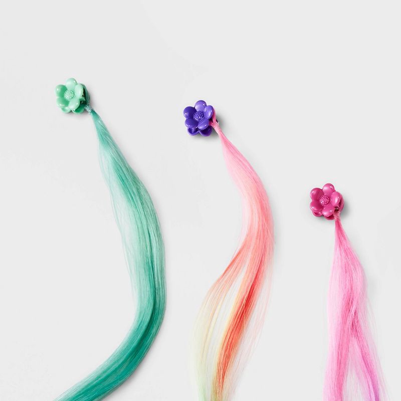 slide 4 of 4, Girls' 6pk Faux Hair Claw Clips - Cat & Jack™: Solid Pattern, Hair Styling, All Hair Types, Ages 3+, 6 ct