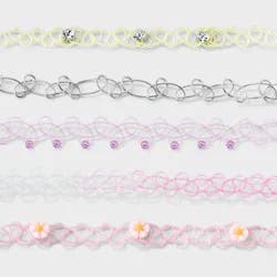 Girls' 5pk Tattoo Choker Necklace Set - Cat & Jack™: Pull-On Closure, 4 Inch Extender, Acrylic Material, 11 Inch Length