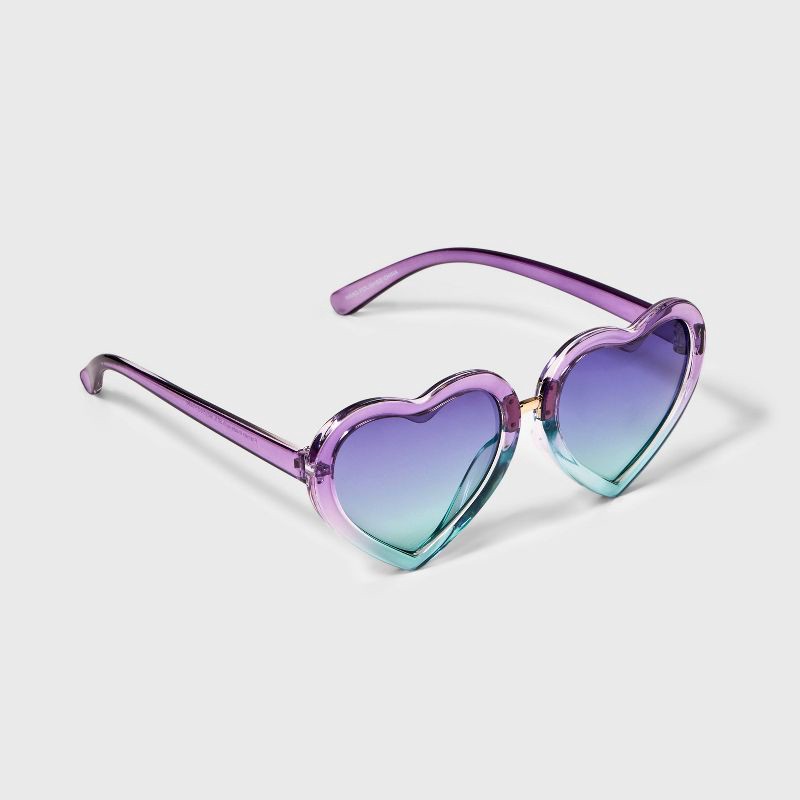 slide 2 of 3, Girls' Heart Sunglasses - Cat & Jack™ Purple/Blue: Maximum UV Protection, Recycled Plastic Frame, Ages 3-9, 1 ct