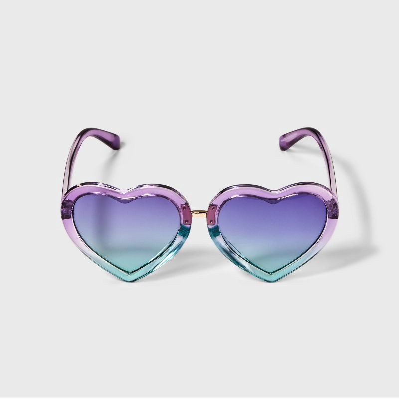 slide 1 of 3, Girls' Heart Sunglasses - Cat & Jack™ Purple/Blue: Maximum UV Protection, Recycled Plastic Frame, Ages 3-9, 1 ct