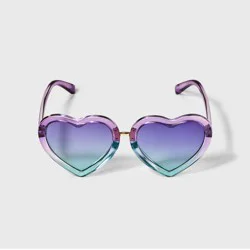 Girls&#x27; Heart Sunglasses - Cat &amp; Jack™ Purple/Blue: Maximum UV Protection, Recycled Plastic Frame, Ages 3-9