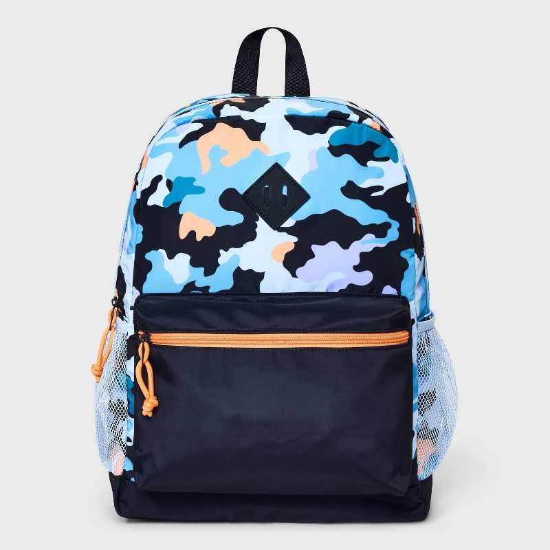 slide 1 of 4, Boys' Backpack with Camouflage - Cat & Jack™ Blue/Orange, 1 ct