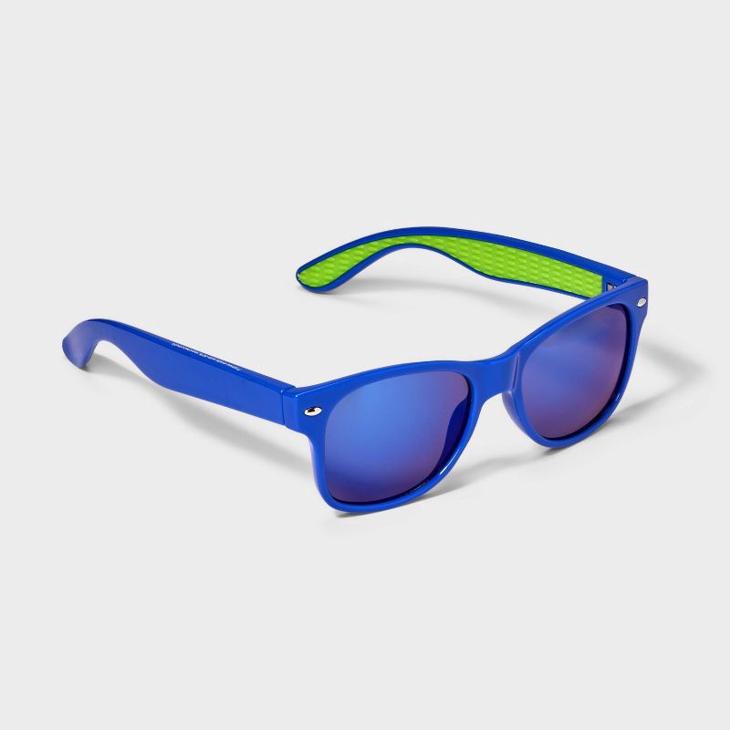 slide 2 of 2, Boys' Surf Sunglasses with Green Grip - Cat & Jack™ Blue: Maximum UV Protection, Ages 3-9, Recycled Plastic Frame, 1 ct