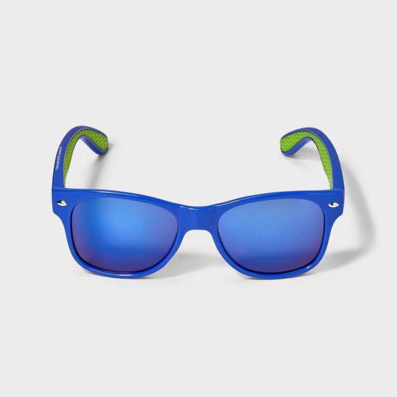 slide 1 of 2, Boys' Surf Sunglasses with Green Grip - Cat & Jack™ Blue: Maximum UV Protection, Ages 3-9, Recycled Plastic Frame, 1 ct