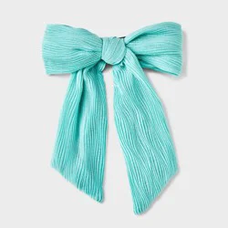 Girls' Ribbed Bow Barrette Clip - art class™ Aqua Blue: Hair Styling Accessory, Solid Pattern
