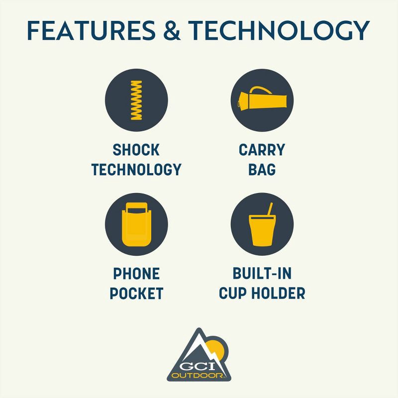 slide 13 of 14, GCI Outdoor Pod Rocker Foldable Rocking Camp Chair - Charcoal: Portable Lawn Chair, 1 ct