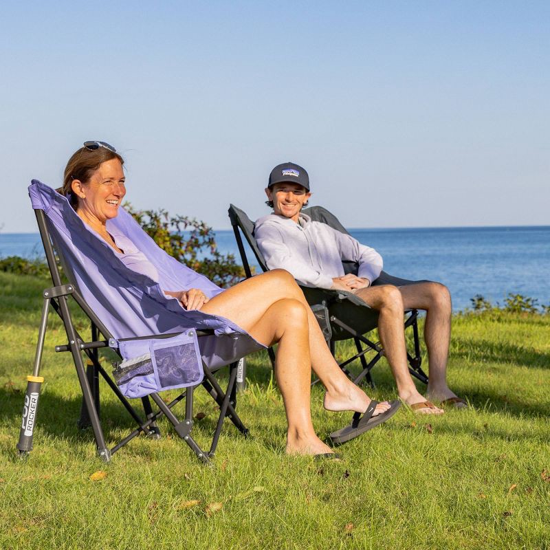 slide 12 of 14, GCI Outdoor Pod Rocker Foldable Rocking Camp Chair - Lavender: Portable Steel Frame & Armrests, 1 ct