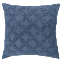 Haven + Key Diamond Knit Decorative Throw Pillow - Blue