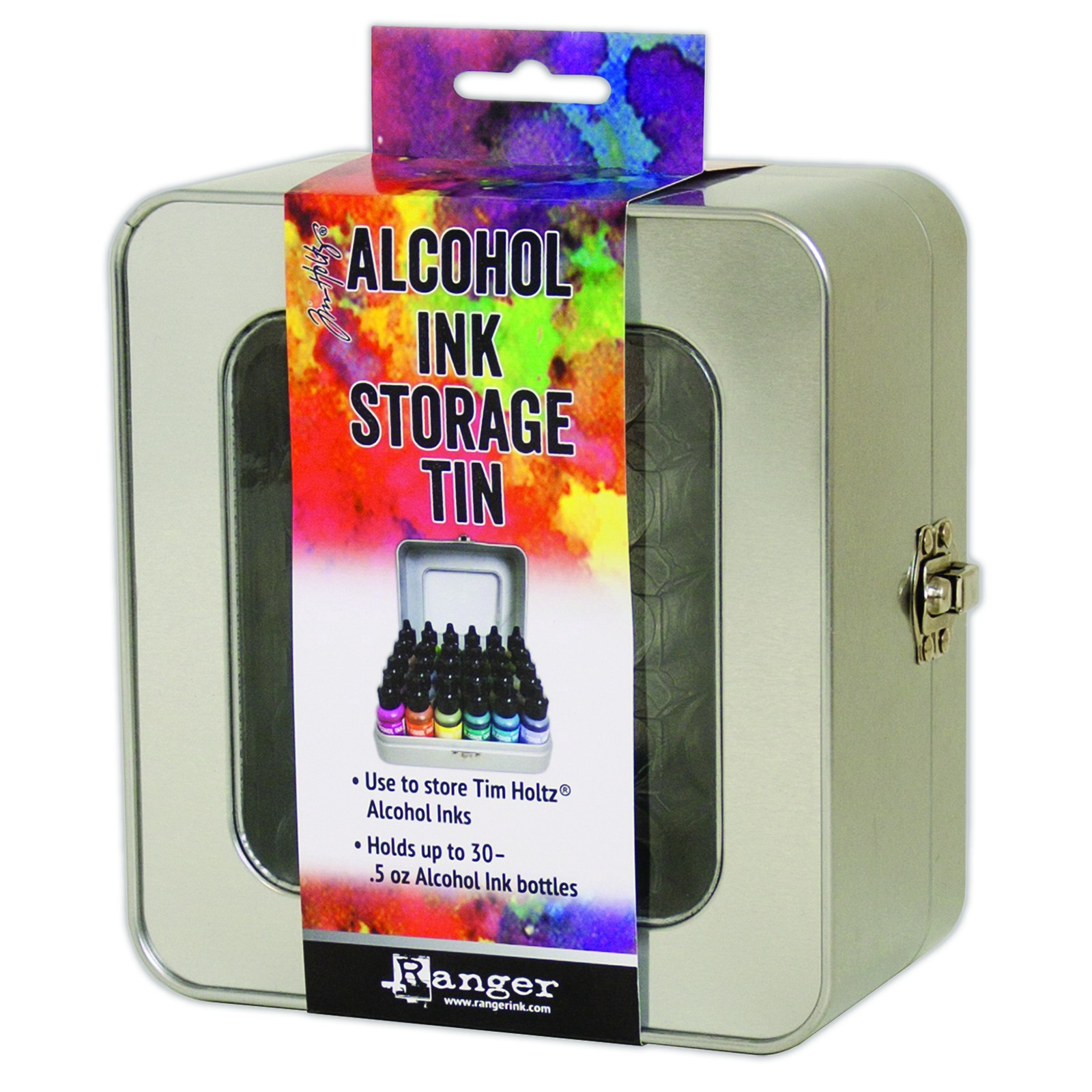 slide 5 of 5, Ranger Tim Holtz Alcohol Ink Storage Tin, 7.375 in x 6.125 in