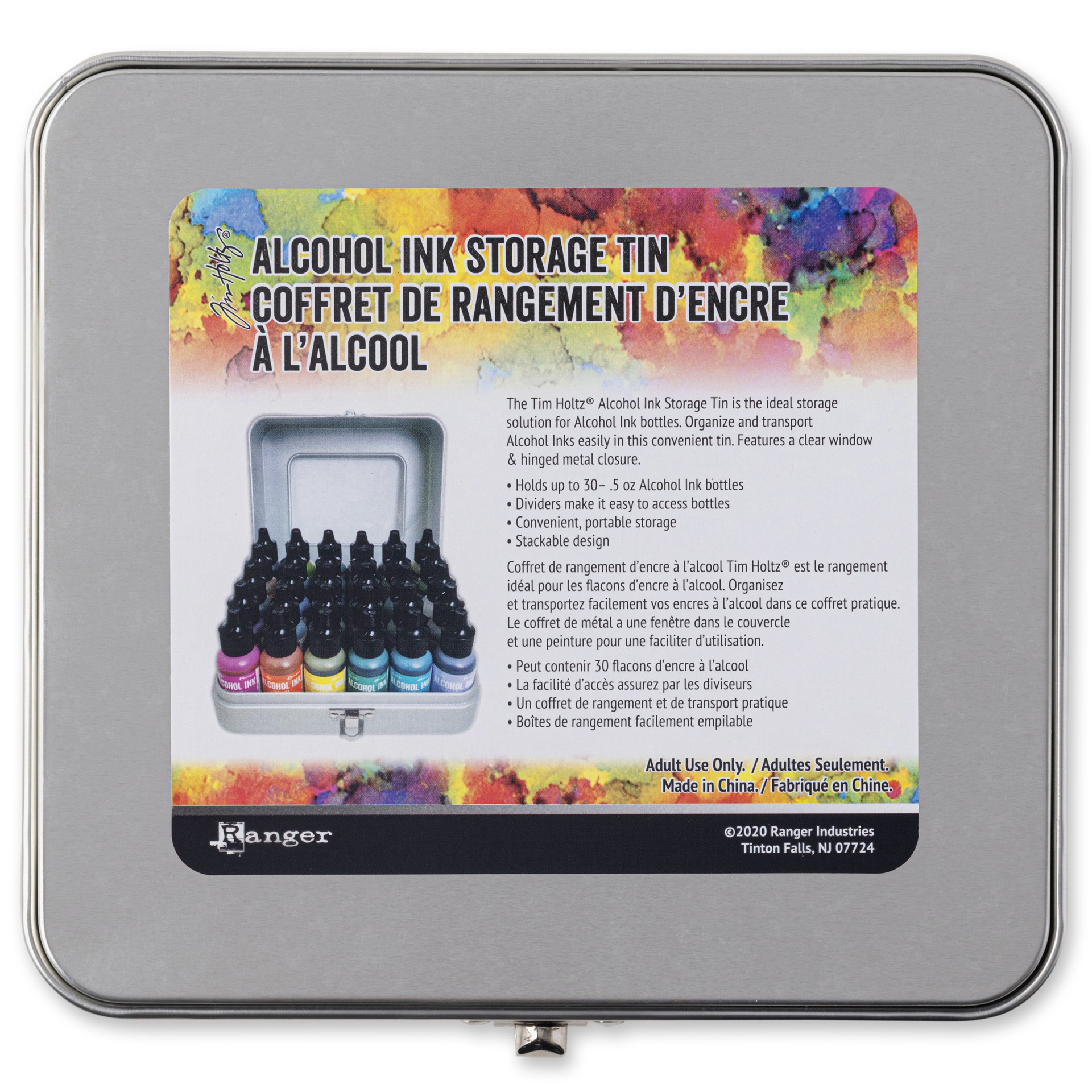 slide 4 of 5, Ranger Tim Holtz Alcohol Ink Storage Tin, 7.375 in x 6.125 in