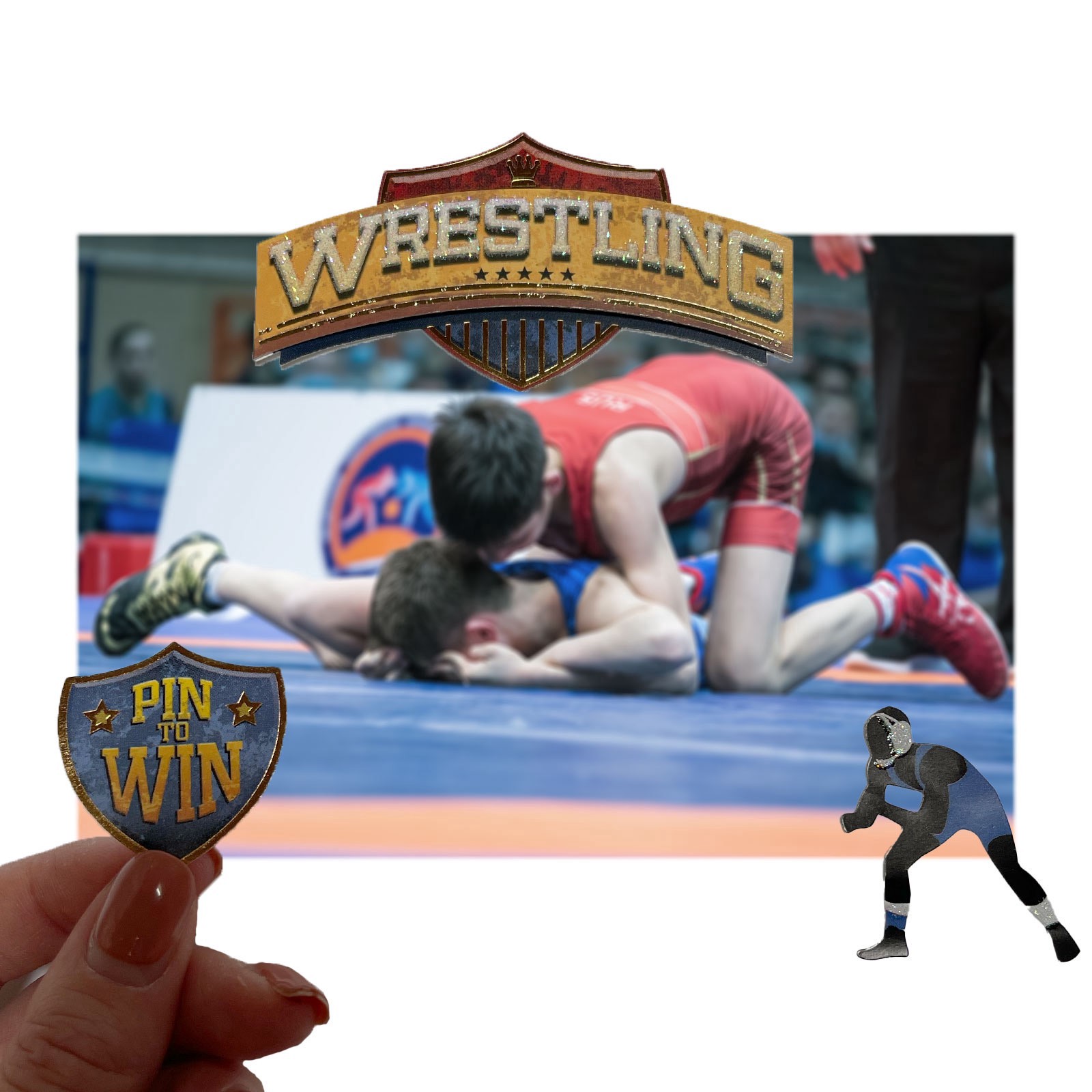 slide 4 of 6, Wrestling Stickers By Recollections, 3.875 in x 6.875 in