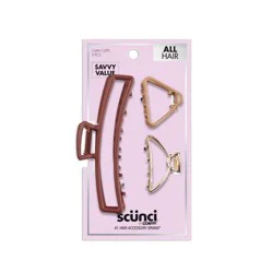 scunci scünci Mixed Sizes Open Claw Clips - Metal - All Hair - 3pcs