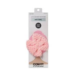Conair Ultra-Absorbent Microfiber Hair Towel with Bow and Button Closure - Pink