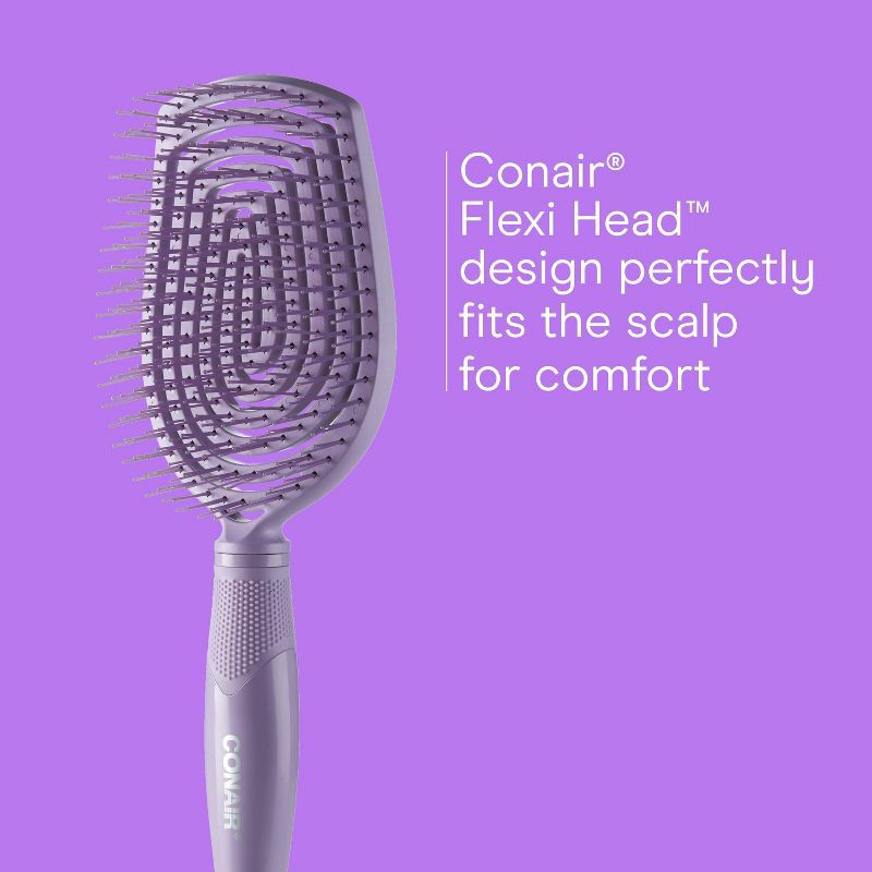 slide 4 of 9, Conair Scalp Care Flexi Head Paddle Detangling Hair Brush - Purple - All Hair, 1 ct