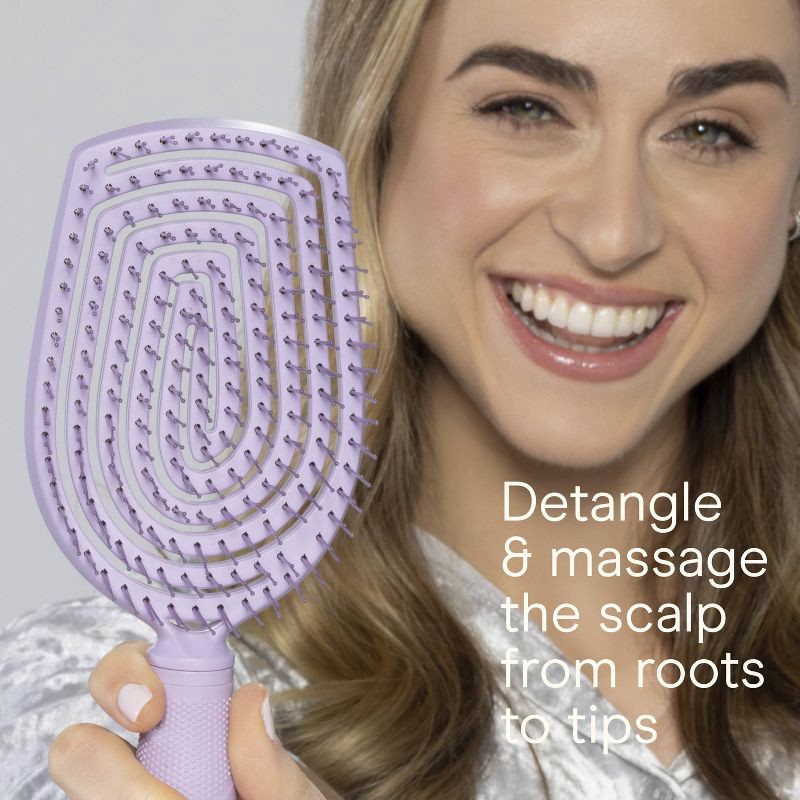 slide 5 of 9, Conair Scalp Care Flexi Head Paddle Detangling Hair Brush - Purple - All Hair, 1 ct