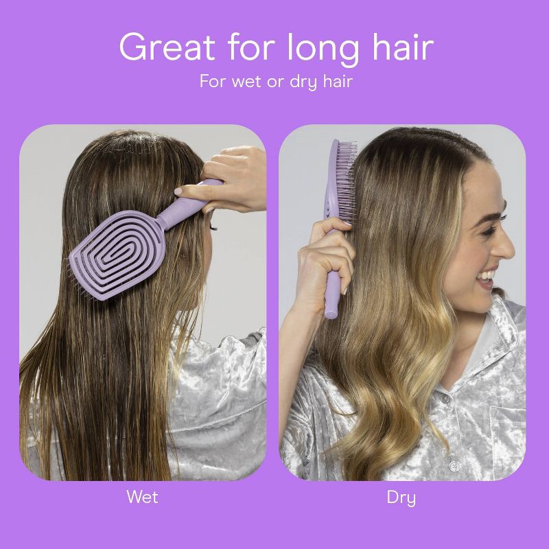 slide 7 of 9, Conair Scalp Care Flexi Head Paddle Detangling Hair Brush - Purple - All Hair, 1 ct