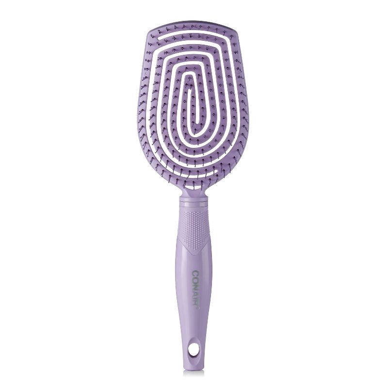 slide 1 of 9, Conair Scalp Care Flexi Head Paddle Detangling Hair Brush - Purple - All Hair, 1 ct