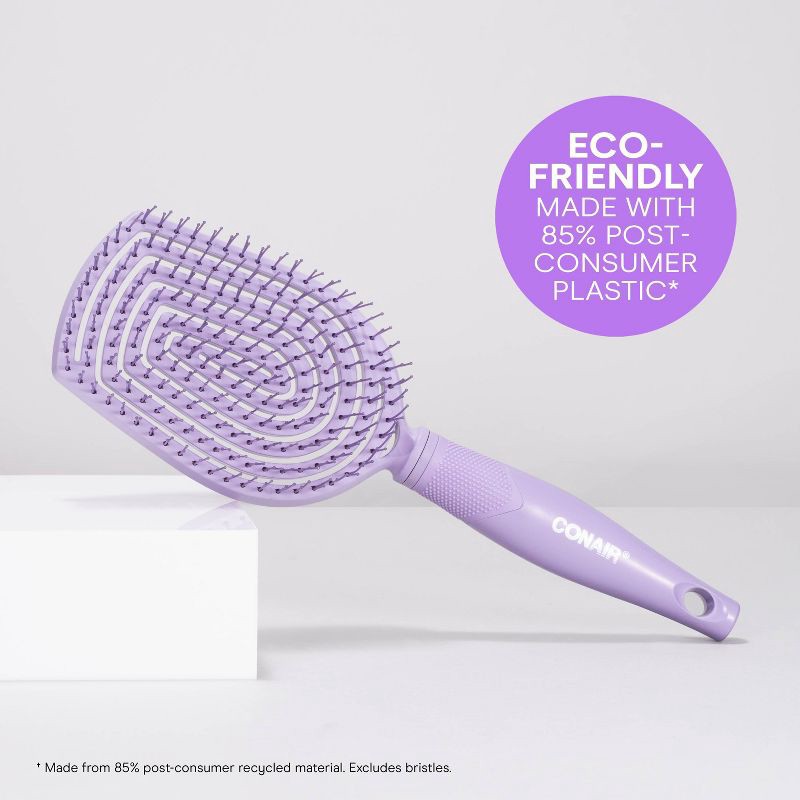 slide 9 of 9, Conair Scalp Care Flexi Head Paddle Detangling Hair Brush - Purple - All Hair, 1 ct