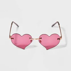 Girls&#x27; Rimless Heart Sunglasses - art class™ Pink: Maximum UV Protection, Adjustable Nose Pads, Metal Frame, Ages 10-18