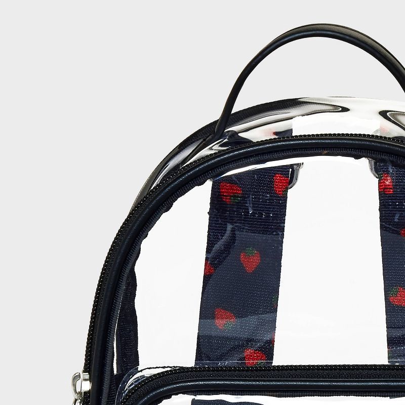 slide 4 of 4, Girls' 8.5' Mini Backpack with Strawberry Straps - art class™ Black/Clear, 1 ct
