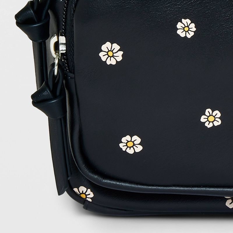 slide 4 of 4, Girls' 8.5" Mini Backpack with Flower Print - art class™ Black, 1 ct