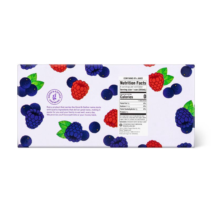 slide 3 of 5, Black Raspberry Acai Sparkling Water - 8pk/12 fl oz Cans - Good & Gather™, 8 ct; 12 fl oz