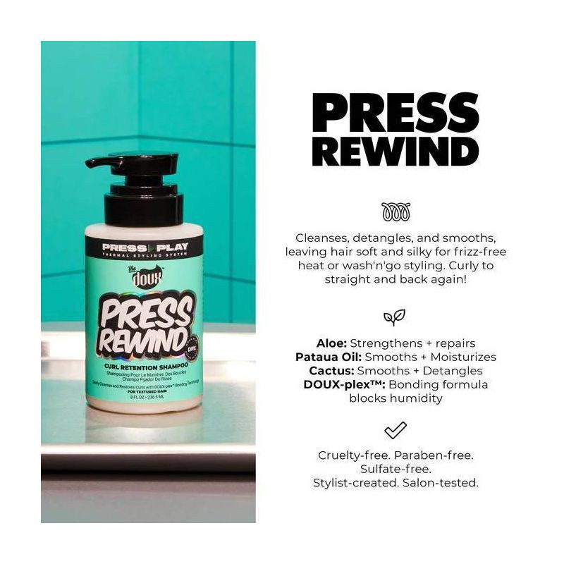 slide 3 of 9, The Doux Press Rewind Curl Retention Shampoo - 8 fl oz, 8 fl oz