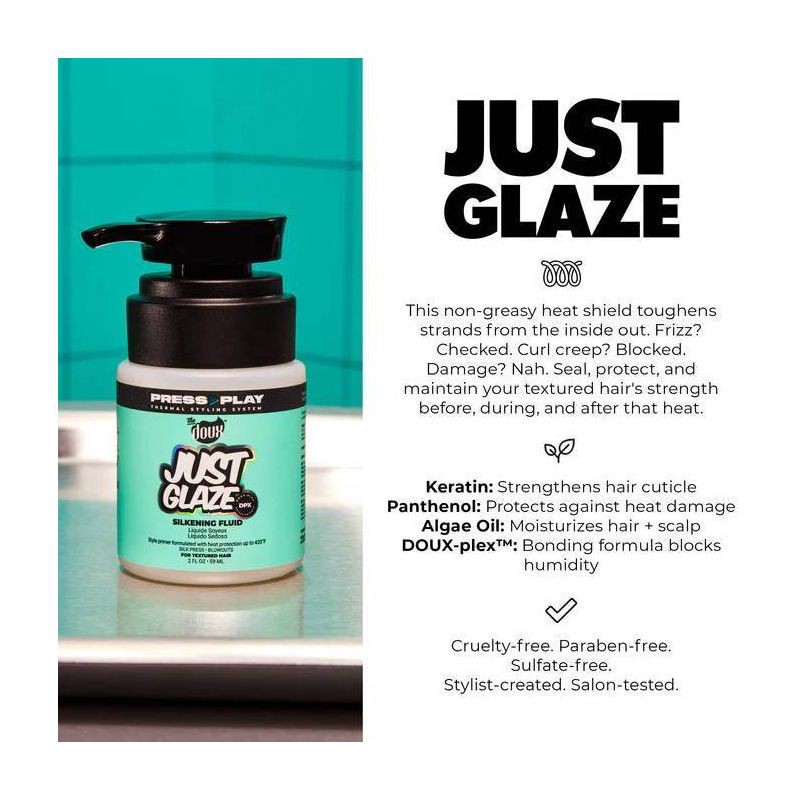slide 3 of 7, The Doux Just Glaze Silkening Fluid Heat Protectant - 2 fl oz, 2 oz