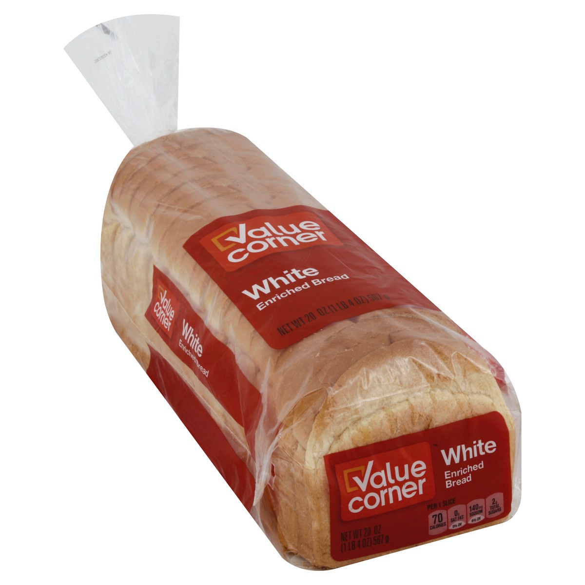 slide 6 of 7, Value Crnr Bread White, 20 oz