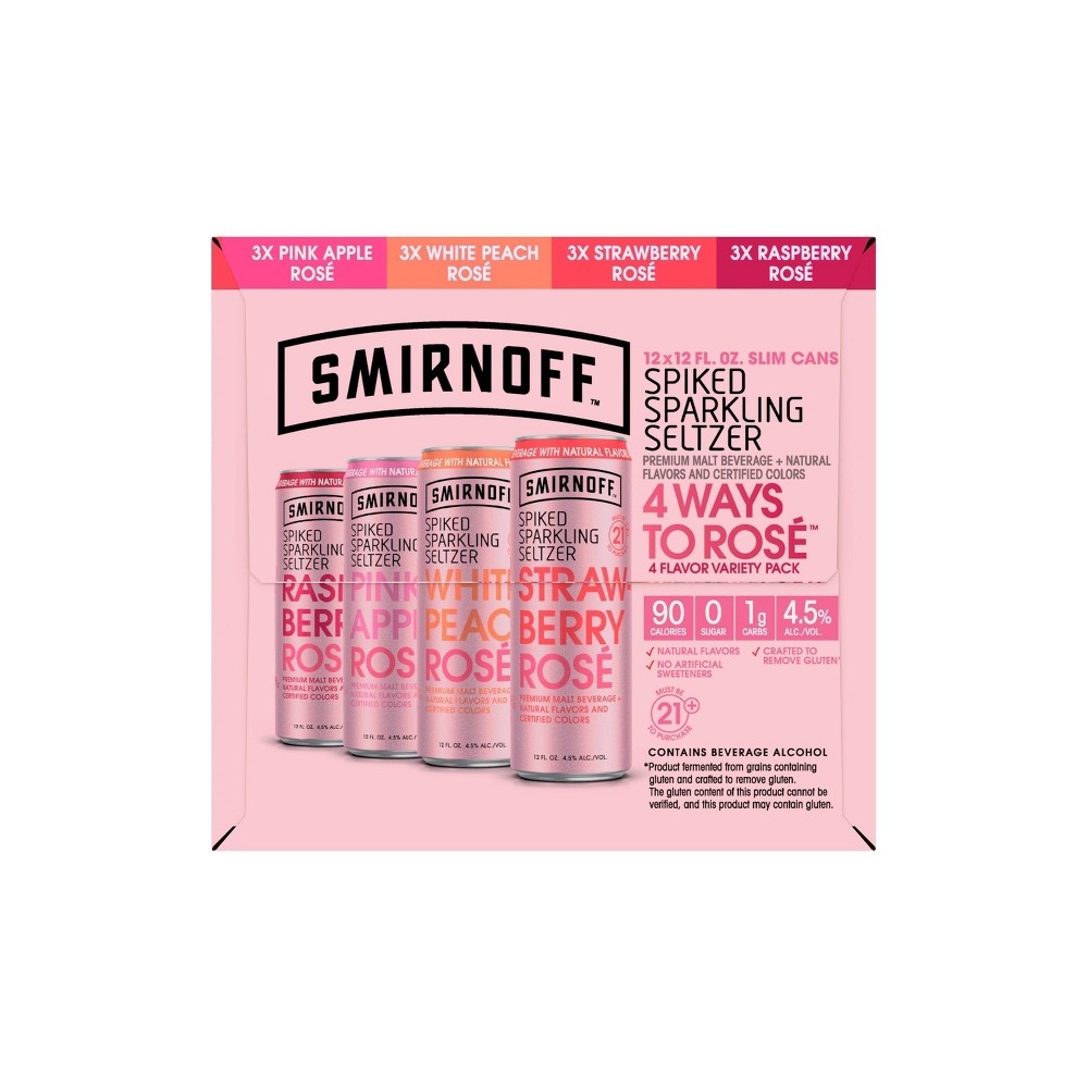 Smirnoff Spiked Sparkling Seltzer 4 Ways to Rose Variety 12 ct; 12 oz