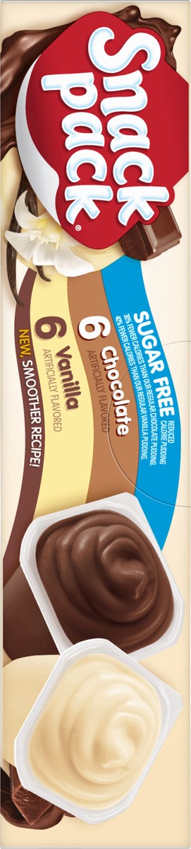 slide 12 of 13, Snack Pack Zero Sugar Chocolate Pudding and Vanilla Pudding, 3.25 oz Pudding Cups, 12 Count Family Pack, 12 ct