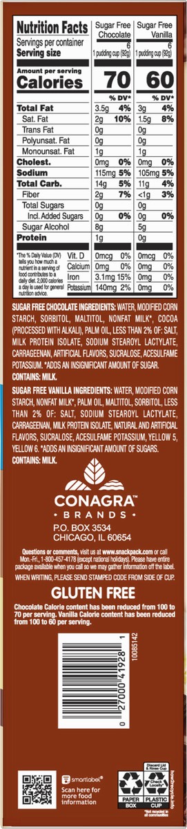 slide 11 of 13, Snack Pack Zero Sugar Chocolate Pudding and Vanilla Pudding, 3.25 oz Pudding Cups, 12 Count Family Pack, 12 ct