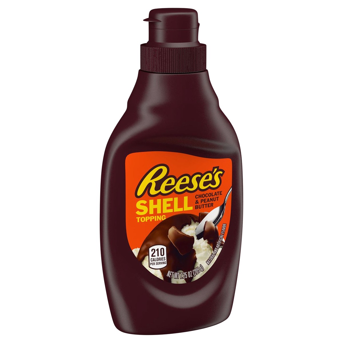 slide 5 of 8, REESE'S Chocolate Peanut Butter Shell Topping Bottle, 7.25 oz, 7.25 oz