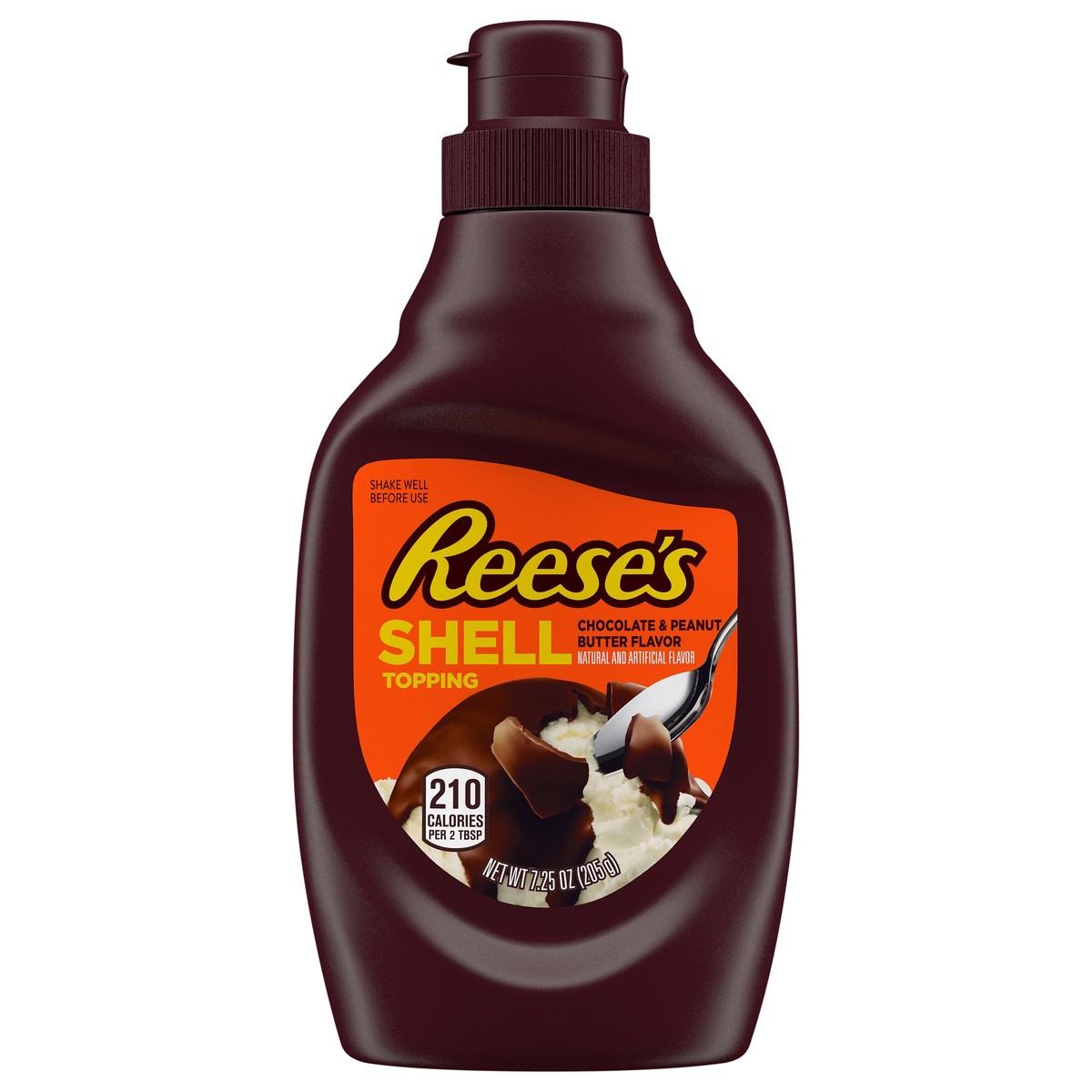 slide 1 of 8, REESE'S Chocolate Peanut Butter Shell Topping Bottle, 7.25 oz, 7.25 oz