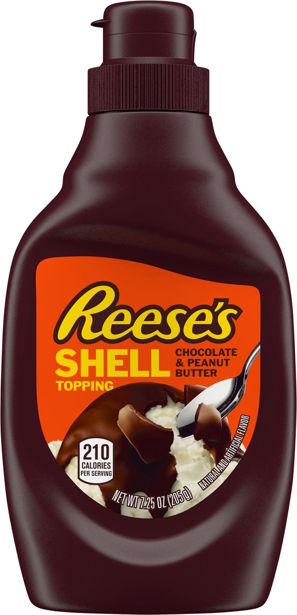 slide 8 of 8, REESE'S Chocolate Peanut Butter Shell Topping Bottle, 7.25 oz, 7.25 oz